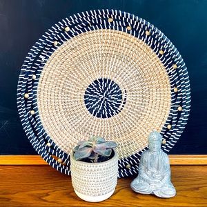 Wall Basket Navy Natural Bohemian 17”